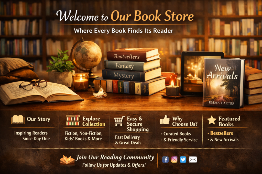 welcome banner showcasing books collection in online bookshop